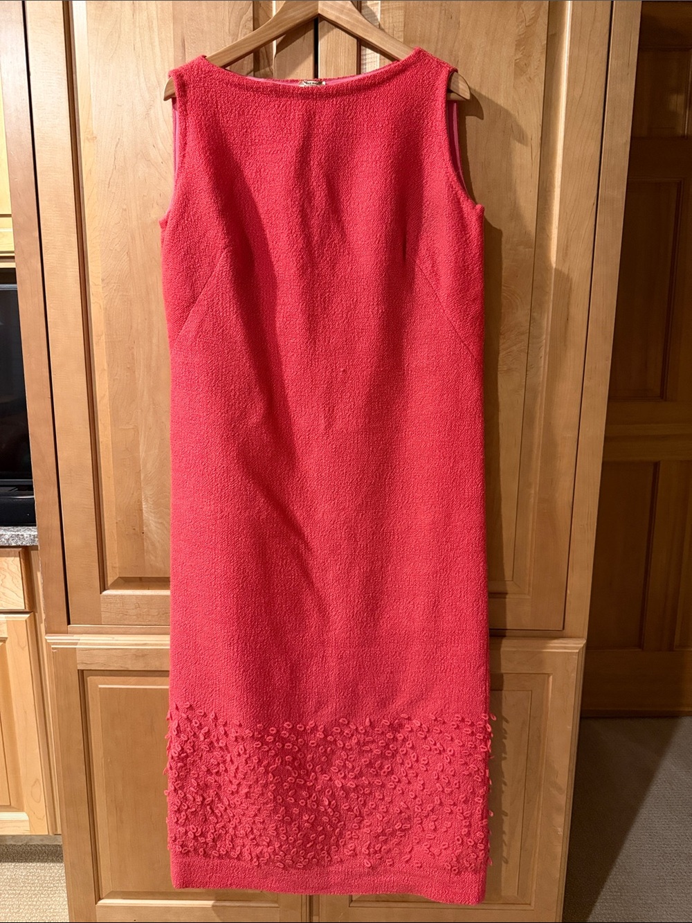 VTG Sleeveless Coral Textured Hem Shift Maxi Dress